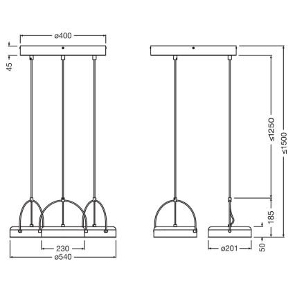 Osram - Pendul LED pe cablu DECOR PUCK 3xLED/12W/230V negru