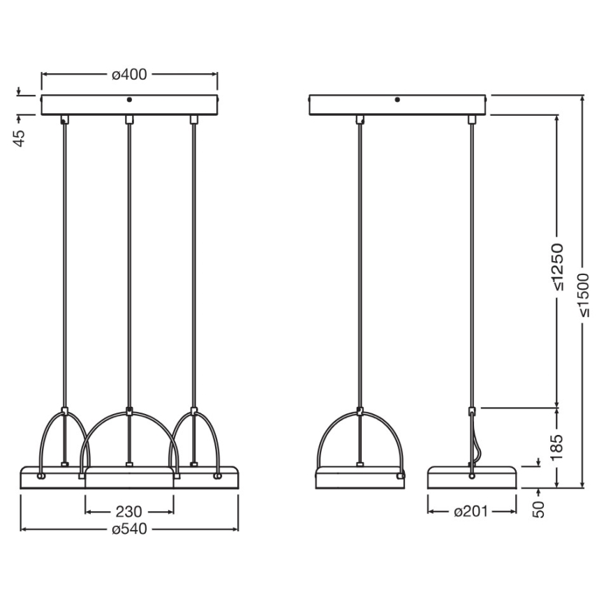 Osram - Pendul LED pe cablu DECOR PUCK 3xLED/12W/230V negru