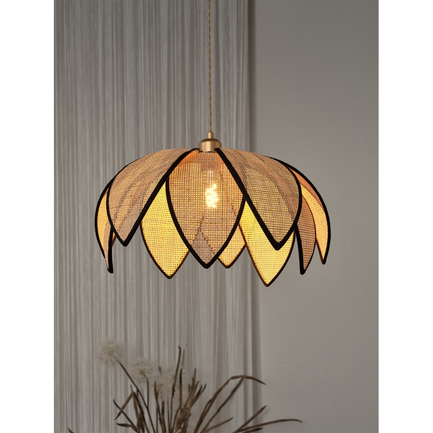 Osram - Pendul pe cablu DECOR RATTAN 1xE27/15W/230V Ø 48 cm bej/negru