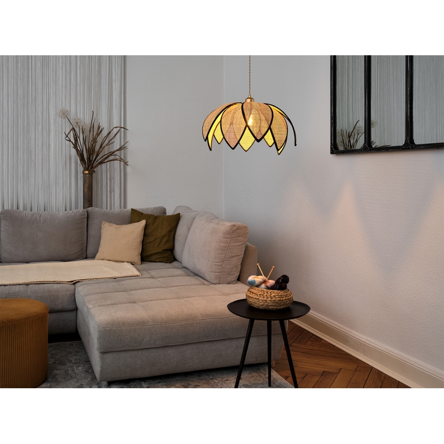 Osram - Pendul pe cablu DECOR RATTAN 1xE27/15W/230V Ø 48 cm bej/negru