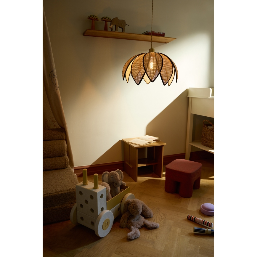 Osram - Pendul pe cablu DECOR RATTAN 1xE27/15W/230V Ø 48 cm bej/negru