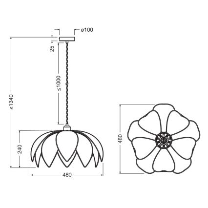 Osram - Pendul pe cablu DECOR RATTAN 1xE27/15W/230V Ø 48 cm bej/negru