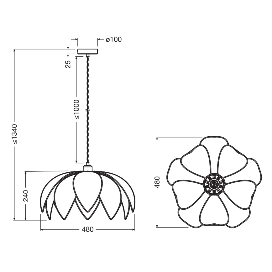 Osram - Pendul pe cablu DECOR RATTAN 1xE27/15W/230V Ø 48 cm bej/negru