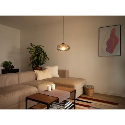 Osram - Pendul pe cablu DECOR SMOKE, 1xE27/12W/230V, Ø 28 cm, negru/gri fumuriu