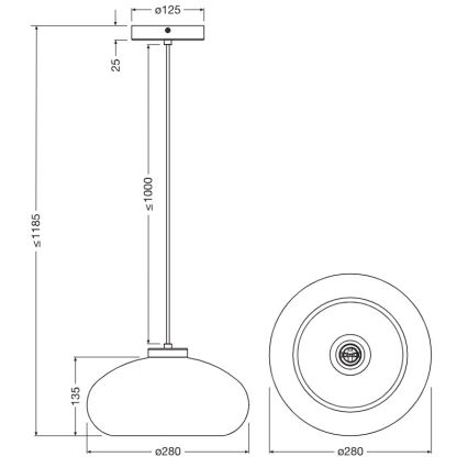 Osram - Pendul pe cablu DECOR SMOKE, 1xE27/12W/230V, Ø 28 cm, negru/gri fumuriu