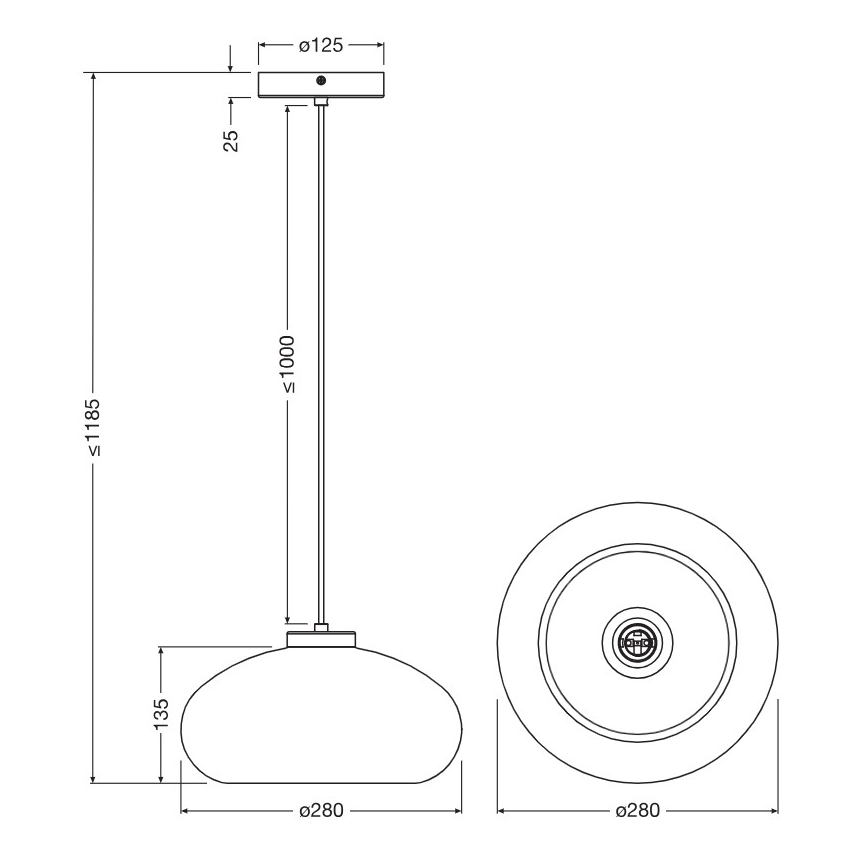 Osram - Pendul pe cablu DECOR SMOKE, 1xE27/12W/230V, Ø 28 cm, negru/gri fumuriu