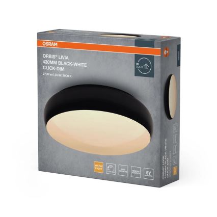 Osram - Plafonieră LED dimabilă ORBIS LIVIA, 24W, 230V, Ø 43 cm, negru/alb