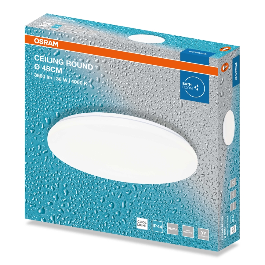 Osram - Plafonieră LED rotundă pentru baie, 36W, 230V, 4000K, Ø 48 cm, IP44, albă
