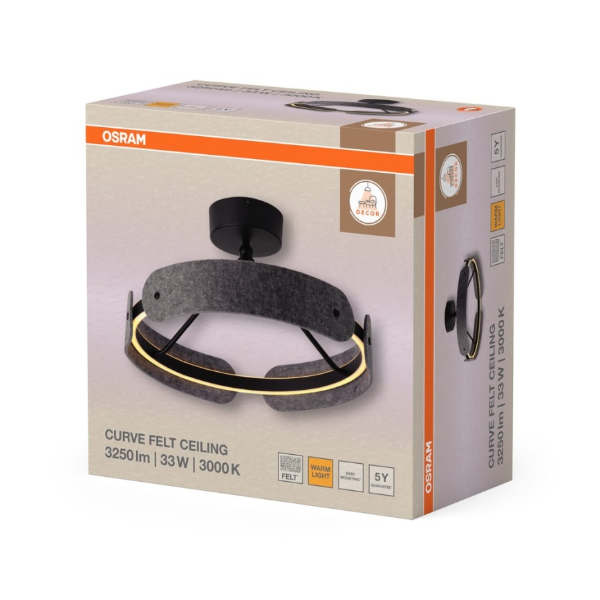 Osram - Plafonieră aplicată LED DECOR CURVE, 33W/230V, Ø 43 cm, gri