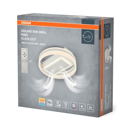 Osram - Plafonier LED reglabil cu ventilator, 55W/230V, 3000-6500K, alb + telecomandă