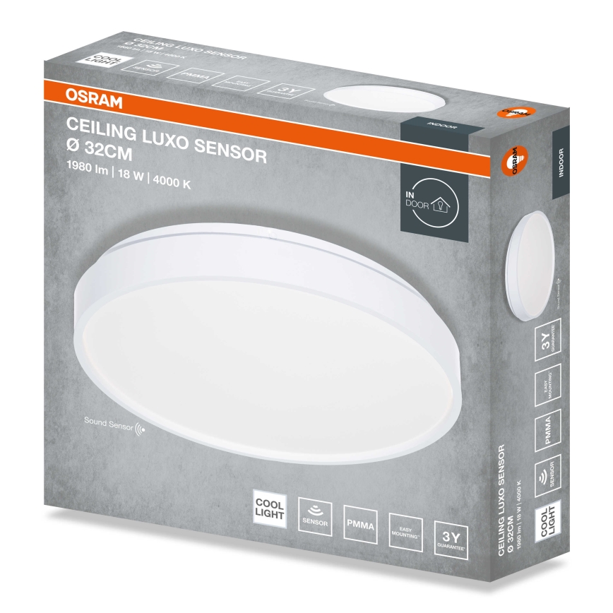 Osram - Plafonieră LED cu senzor de lumină crepusculară CEILING LUXO LED/18W/230V, Ø 32 cm, alb