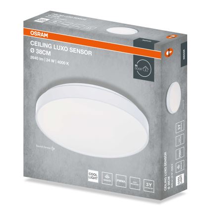 Osram - Plafonieră LED CEILING LUXO LED/24W/230V, Ø 38 cm, albă, cu senzor de amurg