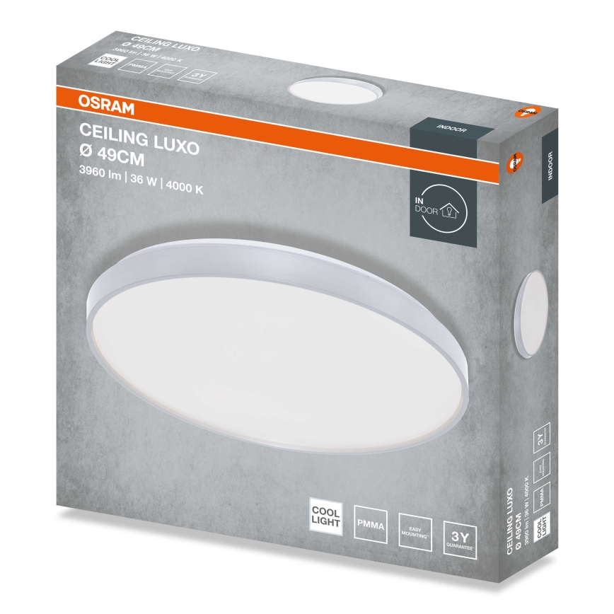 Osram Plafonieră LED CEILING LUXO, 36 W/230 V, Ø 49 cm, argintie