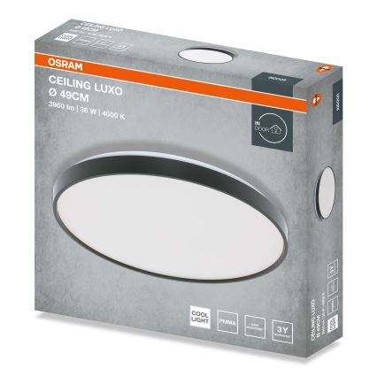 Osram - Plafonieră LED CEILING LUXO, 36W, 230V, Ø 49 cm, negru