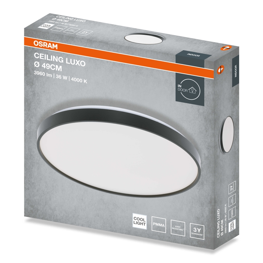 Osram - Plafonieră LED CEILING LUXO, 36W, 230V, Ø 49 cm, negru