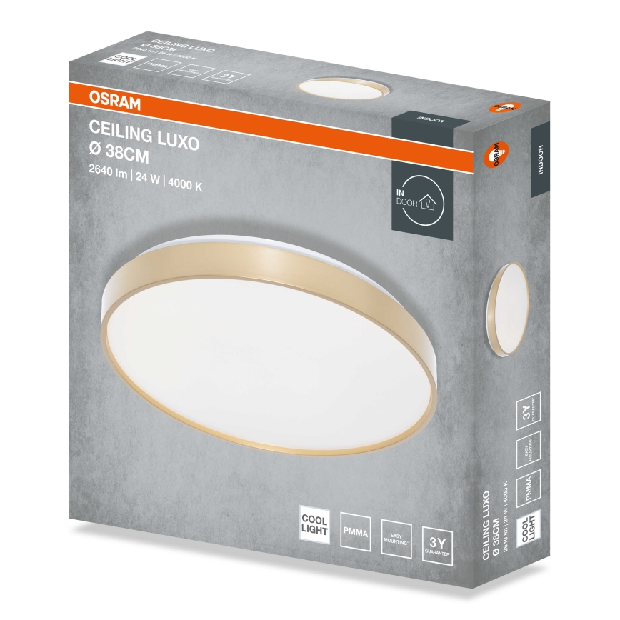 Osram - Plafonieră LED CEILING LUXO, LED/24W/230V, Ø 38 cm, auriu