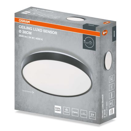 Osram Plafonieră LED CEILING LUXO, 24W/230V, cu senzor de amurg, Ø 38 cm, neagră