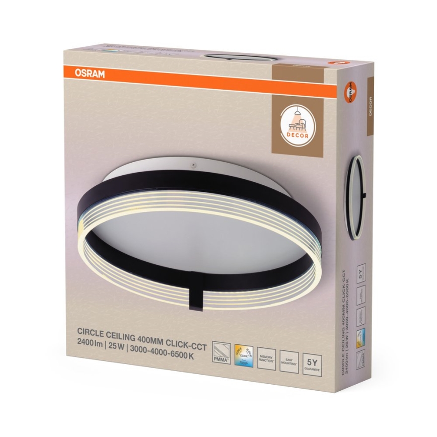 Osram - Plafonieră LED DECOR CIRCLE 25W/230V 3000/4000/6500K Ø 40 cm negru/alb