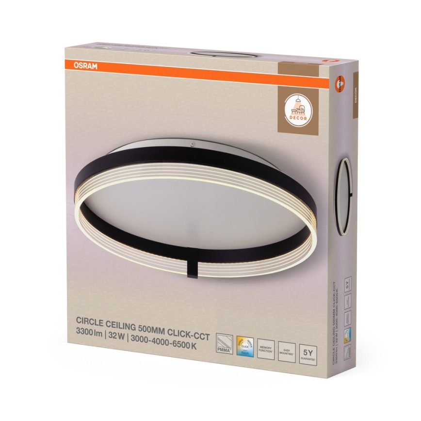 Osram - Plafonieră LED DECOR CIRCLE, 32W/230V, 3000/4000/6500K, Ø 50 cm, negru/alb