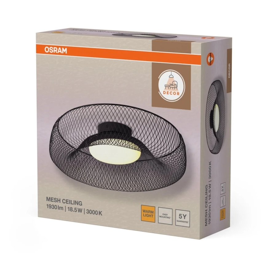 Osram - Plafonieră LED DECOR MESH, 18,5 W, 230 V, Ø 30 cm, negru
