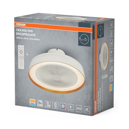 Osram - Plafonieră LED dimabilă cu ventilator CEILING FAN LED/49W/230V 2700-6500K alb/auriu + telecomandă