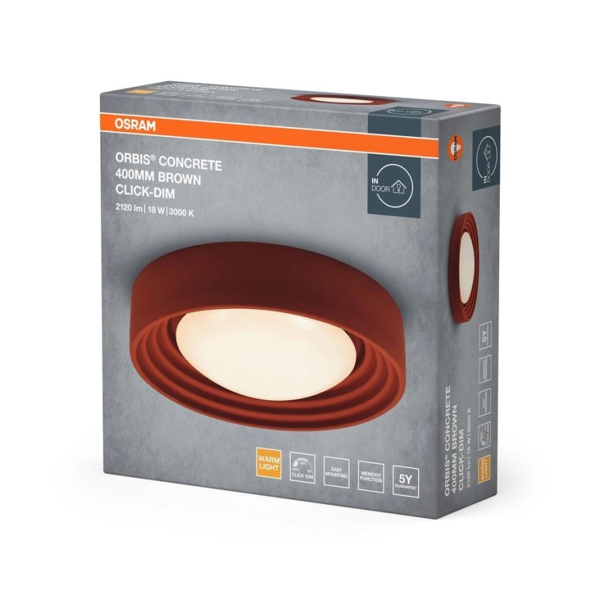 Osram - Plafonieră LED reglabilă ORBIS CONCRETE LED/18W/230V Ø 40 cm maro/beton
