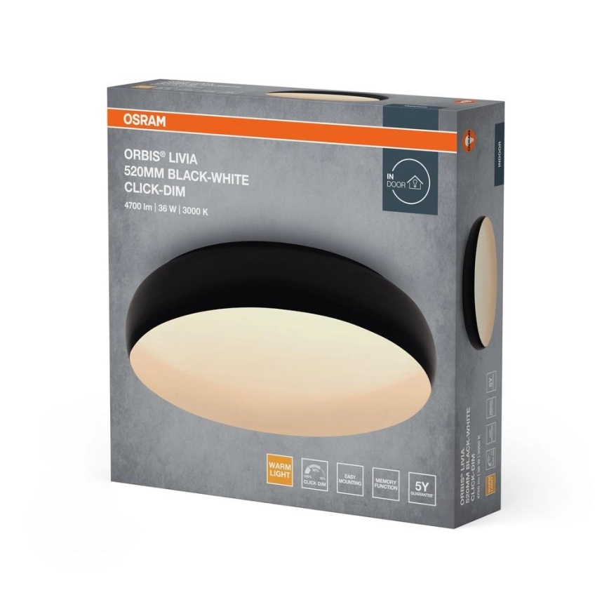 Osram - Plafonieră LED reglabilă ORBIS LIVIA LED/36W/230V, Ø 52 cm, negru/alb