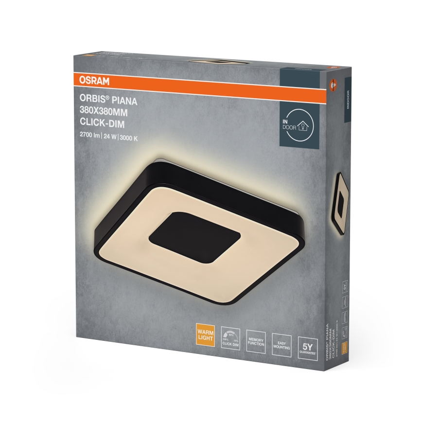 Osram - Plafonieră LED dimabilă ORBIS PIANA LED/24W/230V 38x38 cm neagră