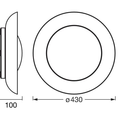 Osram - plafonieră LED dimabilă ORBIS PLATE, 35W/230V, Ø 43 cm, portocaliu/negru