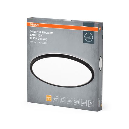 Osram - Plafonieră LED dimmabilă ORBIS ULTRA SLIM, 22W, 230V, 3000K, Ø 40 cm, negru