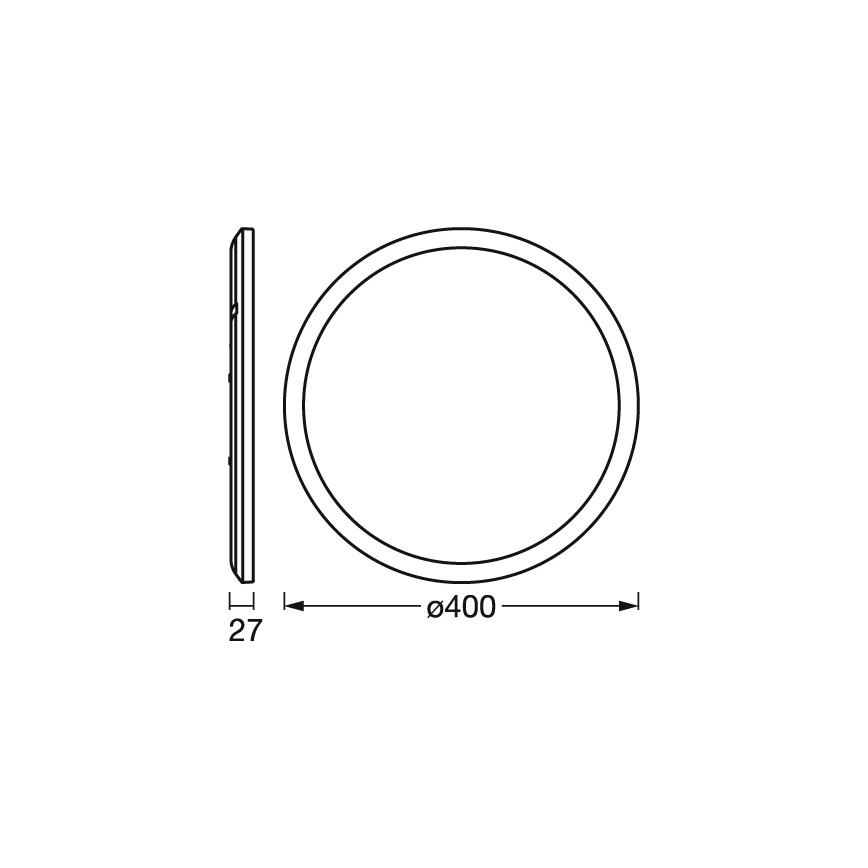 Osram - Plafonieră LED dimmabilă ORBIS ULTRA SLIM, 22W, 230V, 3000K, Ø 40 cm, negru