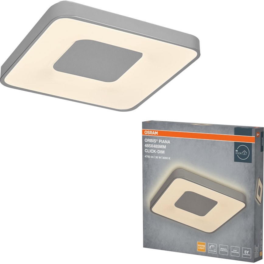 Osram - Plafonieră LED dimerizabilă ORBIS PIANA LED/36W/230V 48,5x48,5 cm argintie