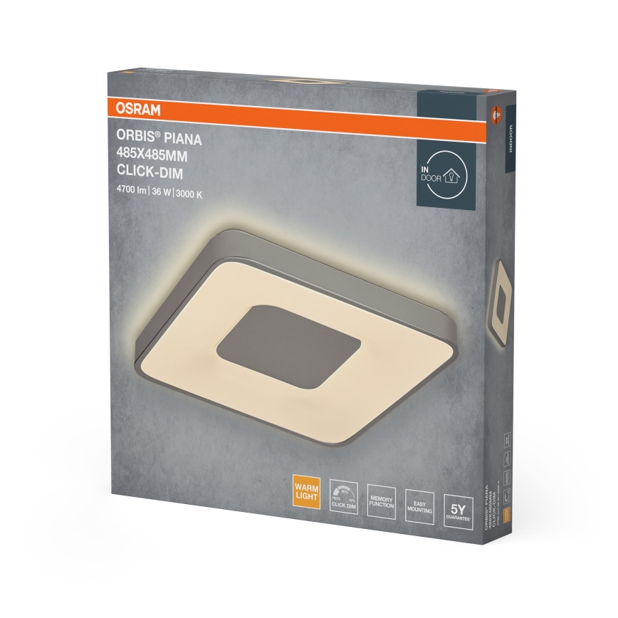 Osram - Plafonieră LED dimerizabilă ORBIS PIANA LED/36W/230V 48,5x48,5 cm argintie