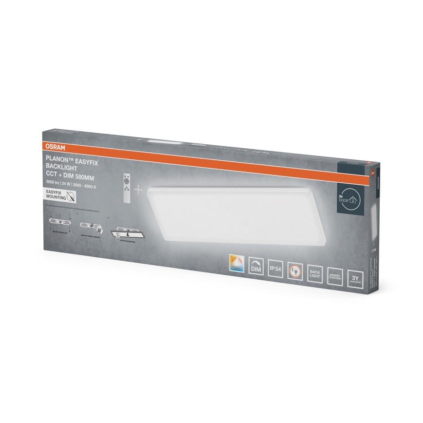 Osram - Luminieră de tavan LED reglabilă pentru baie PLANON EASYFIX LED/24W/230V 2600-6000K 20x58 cm IP54 albă + telecomandă