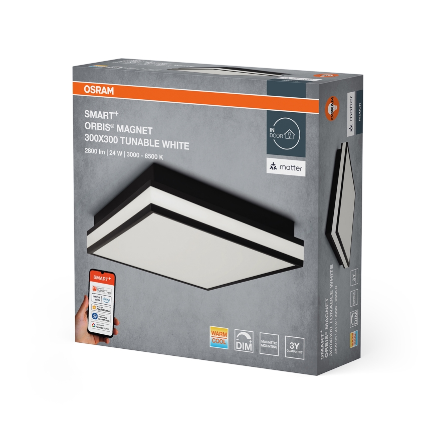 Osram - Plafonieră LED reglabilă SMART+ MAGNET, 24W, 230V, 30 x 30 cm, 3000-6500K, Wi-Fi