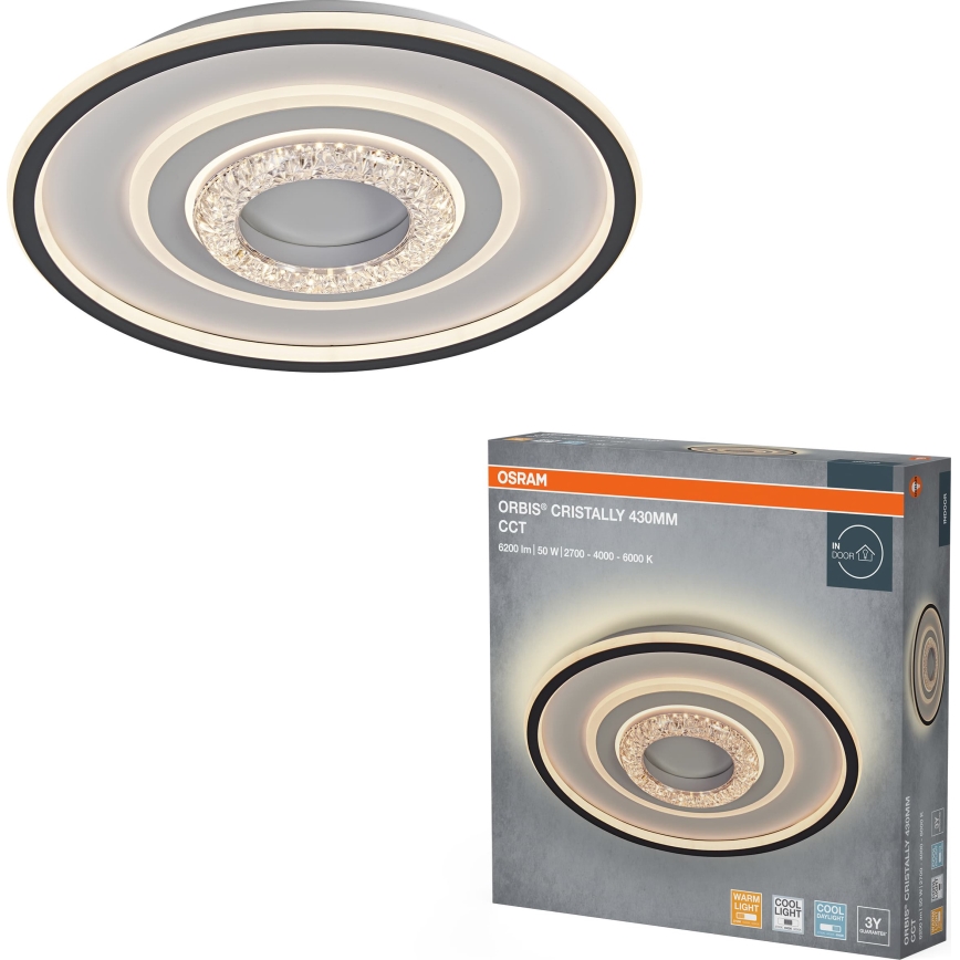 Osram - Plafonieră LED ORBIS CRISTALLY LED/50W/230V 2700/4000/6000K Ø 43 cm alb/negru