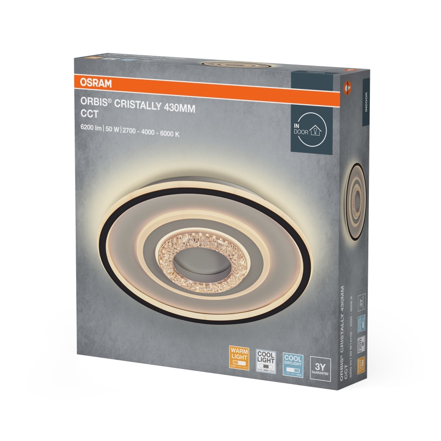Osram - Plafonieră LED ORBIS CRISTALLY LED/50W/230V 2700/4000/6000K Ø 43 cm alb/negru