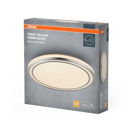 Osram - Plafonieră LED ORBIS HELMAN, 16 W, 230 V, Ø 29,5 cm, argintiu