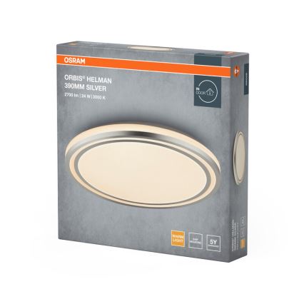 OSRAM - Plafonieră LED ORBIS HELMAN, 24W, 230V, Ø 39 cm, argintiu
