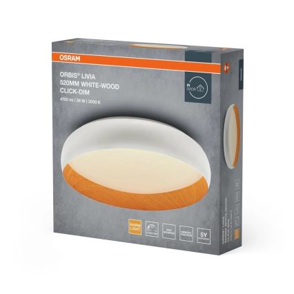 Osram - Lampă de tavan LED dimabilă ORBIS LIVIA LED/36W/230V, Ø 52 cm, alb/maro