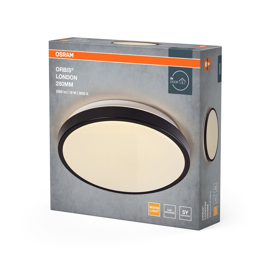 Osram - Plafonieră LED ORBIS LONDON, 16 W, 230 V, Ø 28 cm, negru