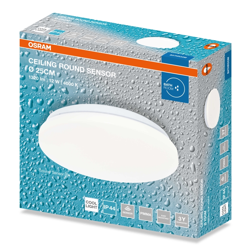 Osram - Plafonieră LED pentru baie cu senzor de amurg CEILING ROUND LED/12W/230V 4000K, Ø 26 cm, IP44, alb