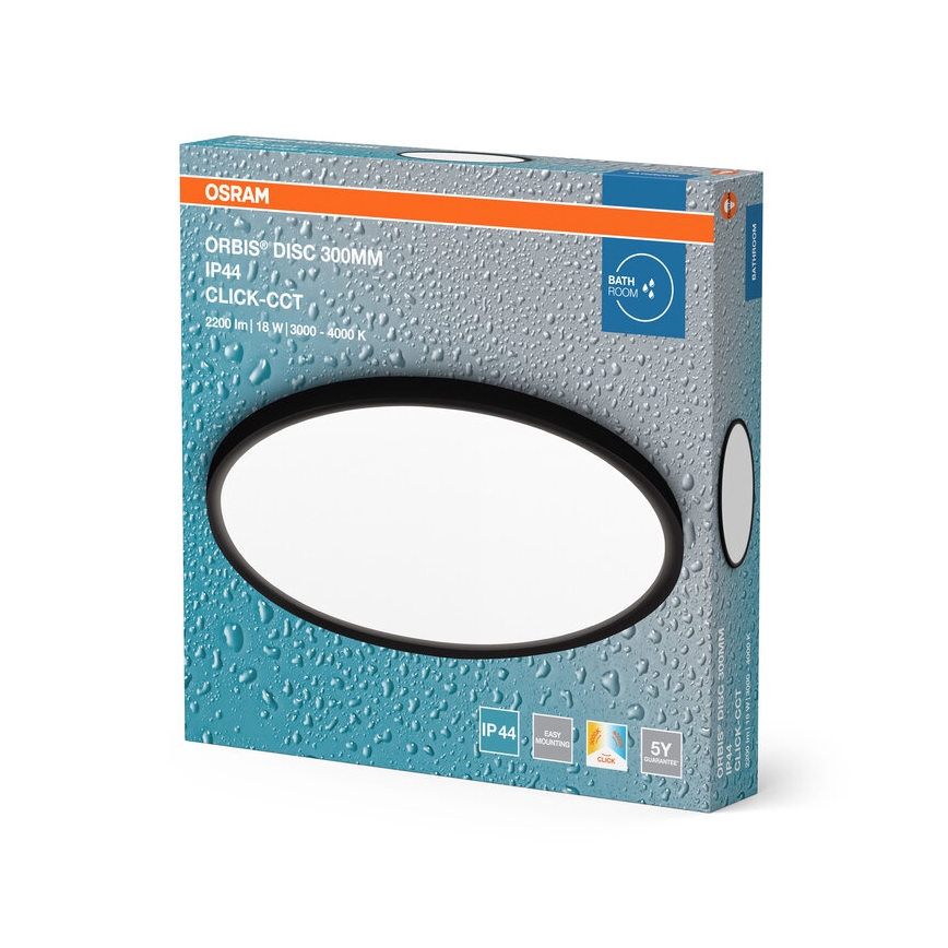 Osram DISC Plafonieră LED pentru baie, 18 W, 230 V, 3000/4000 K, Ø 30 cm, IP44, negru
