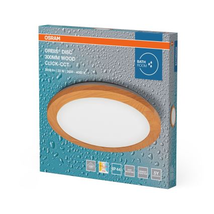 Osram - Plafonieră LED pentru baie ORBIS DISC, 22 W, 230 V, 3000/4000 K, Ø 30 cm, IP44, maro