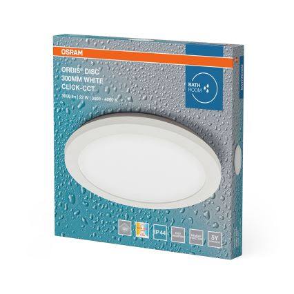 Osram ORBIS DISC Plafonieră LED pentru baie, 22W, 230V, 3000/4000K, Ø 30 cm, IP44, alb