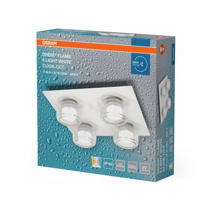 Osram - plafonieră LED pentru baie ORBIS FLAME, 4xLED/5,5W/230V, 3000/4000K, IP44, alb
