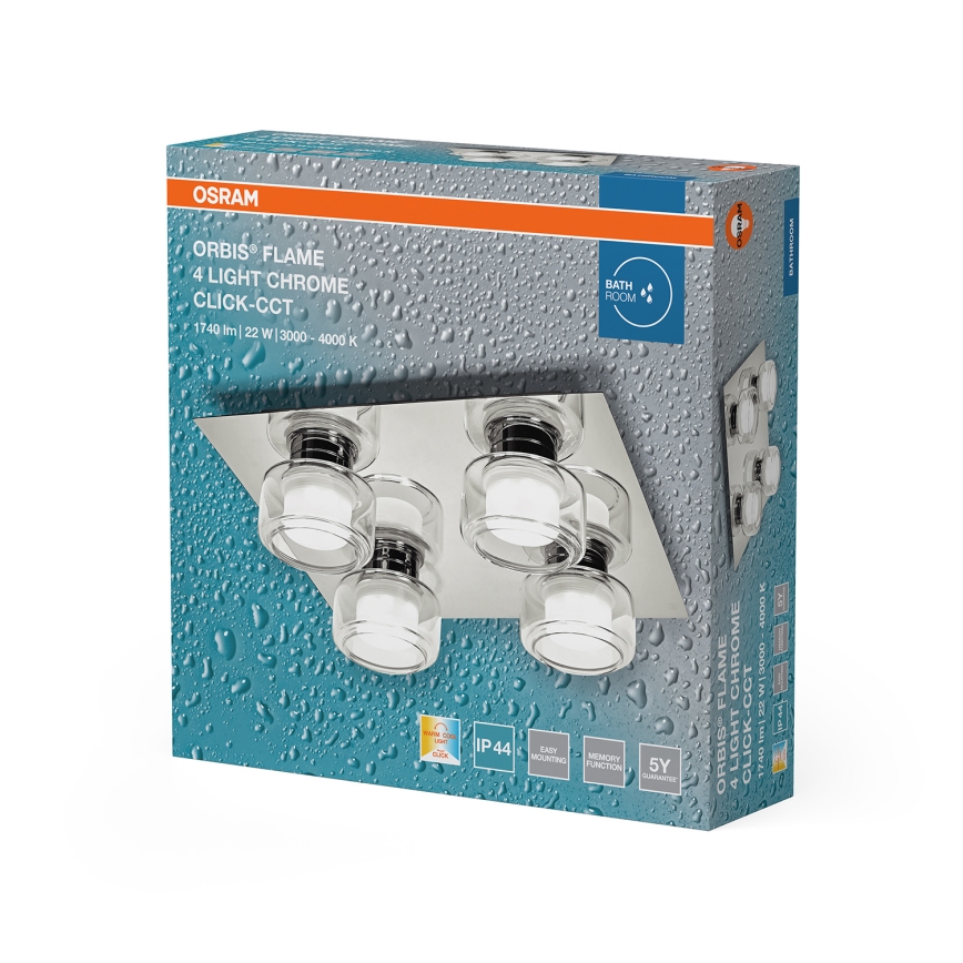 Osram - Plafonieră LED pentru baie ORBIS FLAME 4xLED/5,5W/230V 3000/4000K IP44 crom lucios