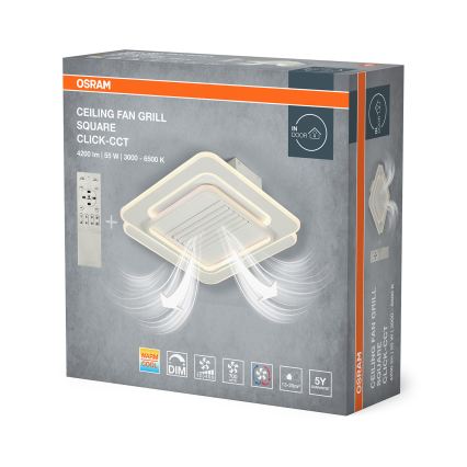 Osram - Plafonieră LED cu ventilator de tavan, dimabilă, LED/55W/230V, 3000-6500K, alb, telecomandă inclusă