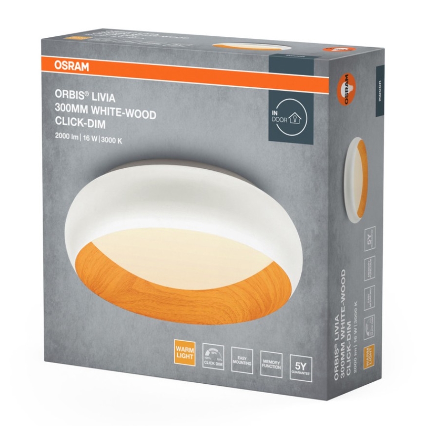 Osram - Lampă de tavan LED dimabilă ORBIS LIVIA LED/16W/230V diam. 30 cm alb/maro
