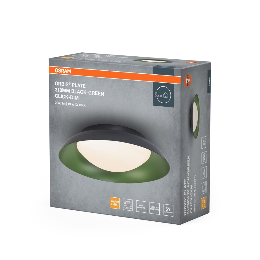 Osram - Plafonieră LED dimabilă ORBIS PLATE LED/19W/230V Ø 31 cm verde/negru